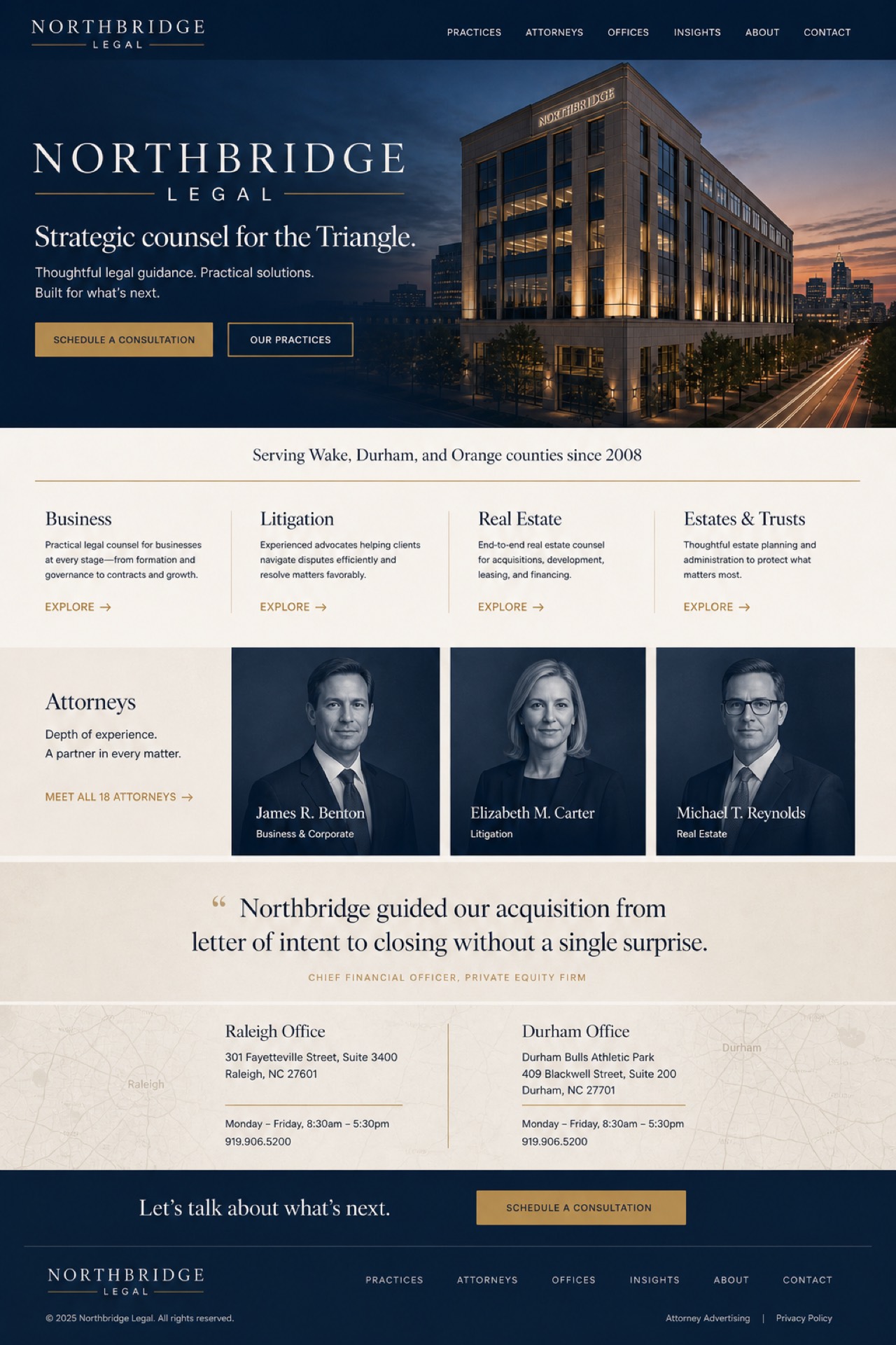 Northbridge Legal demo site homepage